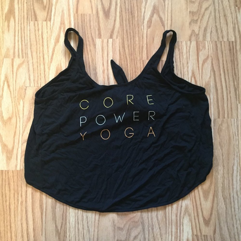 NEW COREPOWER YOGA CROPPED BLACK TANK TOP SZ M